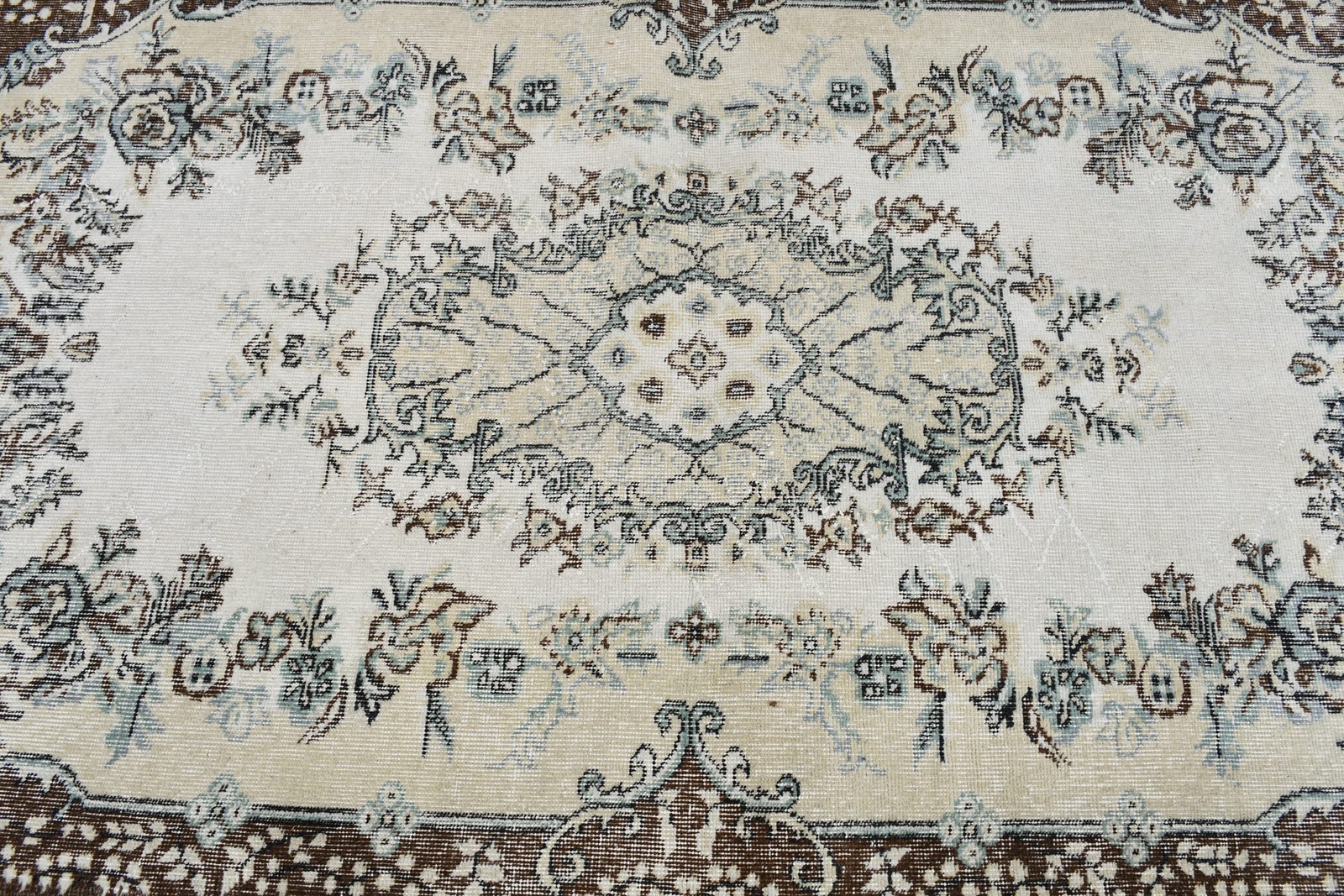 3,9×6,7 ft Rug, Turkish Vintage Rug, Brown White Ombré Rug