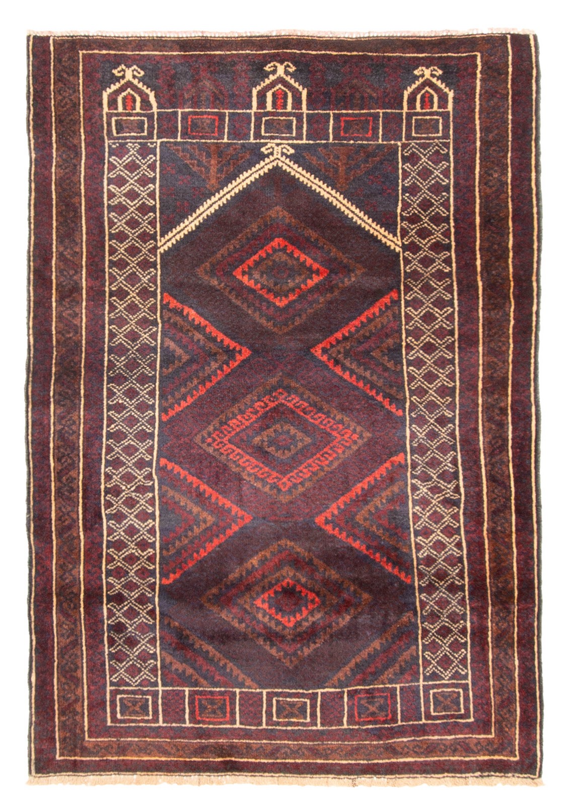 Vintage Hand-Knotted Carpet 3’3″ x 4’8″ Traditional Oriental Wool Area Rug
