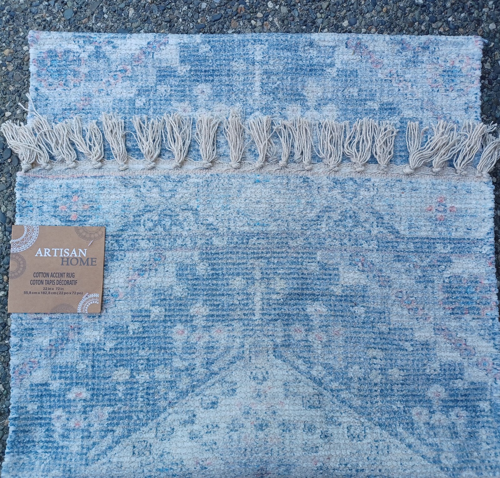 Artisan Home Accent Boho Rug With Tassels 100″ Cotton 22″ X 72″ BRAND NEW