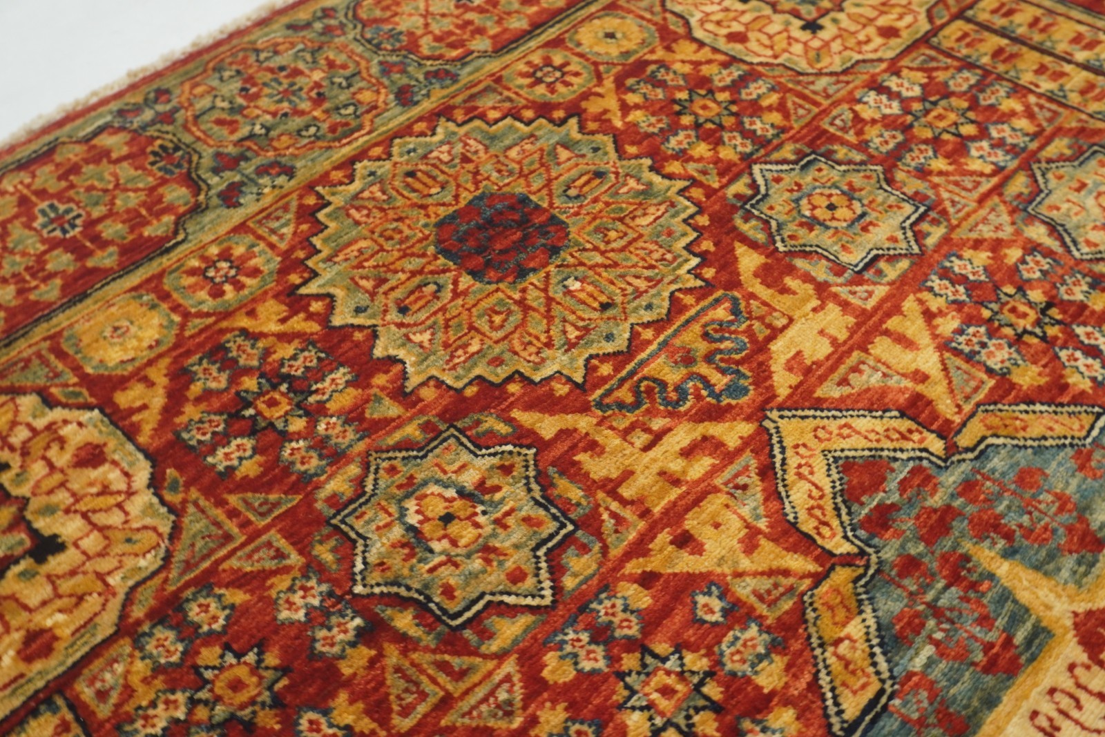 3×5 ft Red Mamluk Afghan Hand Knotted Wool Medallion Area Rug