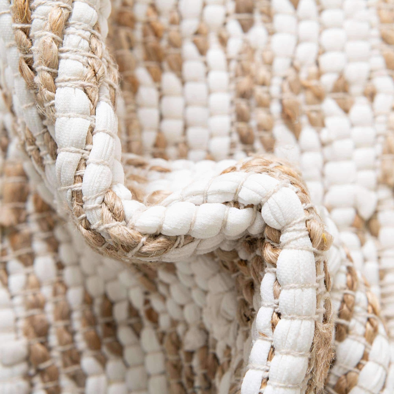 Unique Loom Chindi Jute Collection Area Rug 4 1 X 6 1 Rectangle White/ Natural