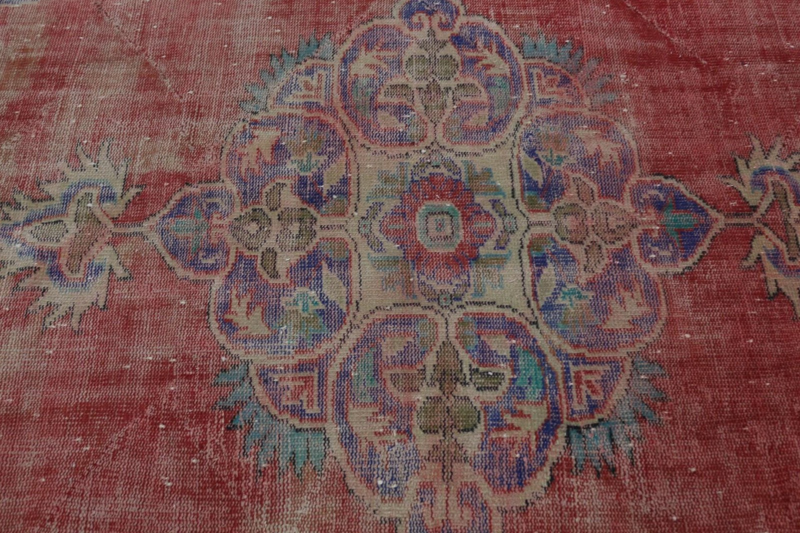 Rug, 4,2×8 ft Turkish Rug, Red Camouflage Rug Wool