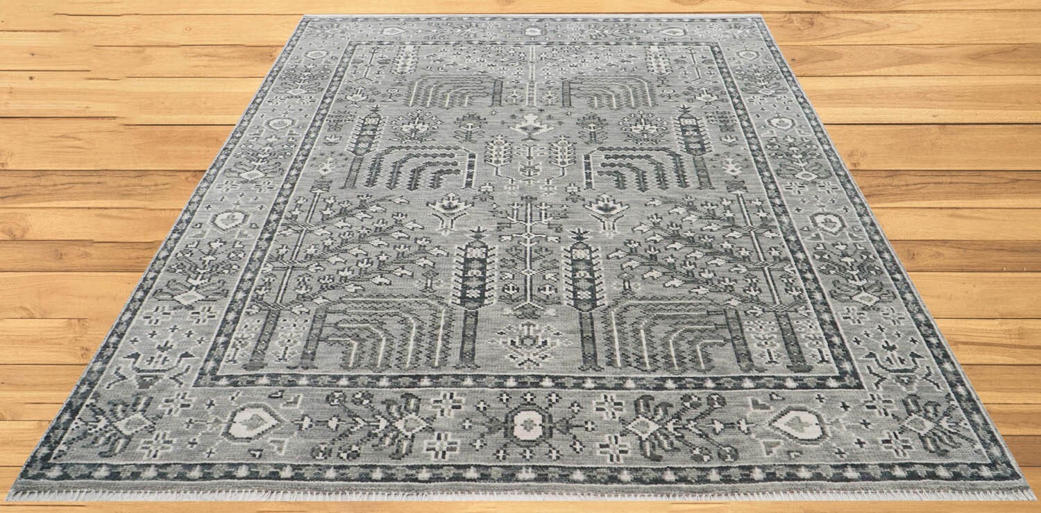 LoomBloom Muted Turkish Oushak Hand Knotted 100% Wool Area Rug Gray 8″1″x10’2″