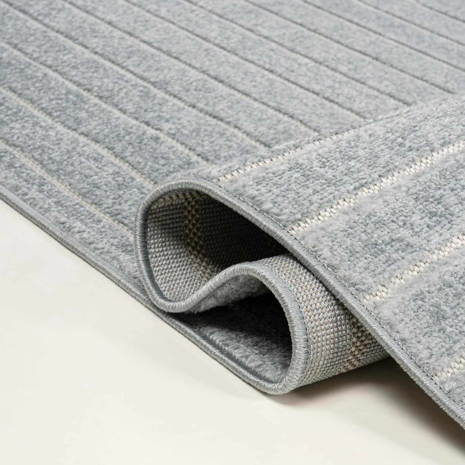 Odense High-Low Angle Light Blue/Cream 8X10 Indoor/Outdoor Area Rug for Patio, B
