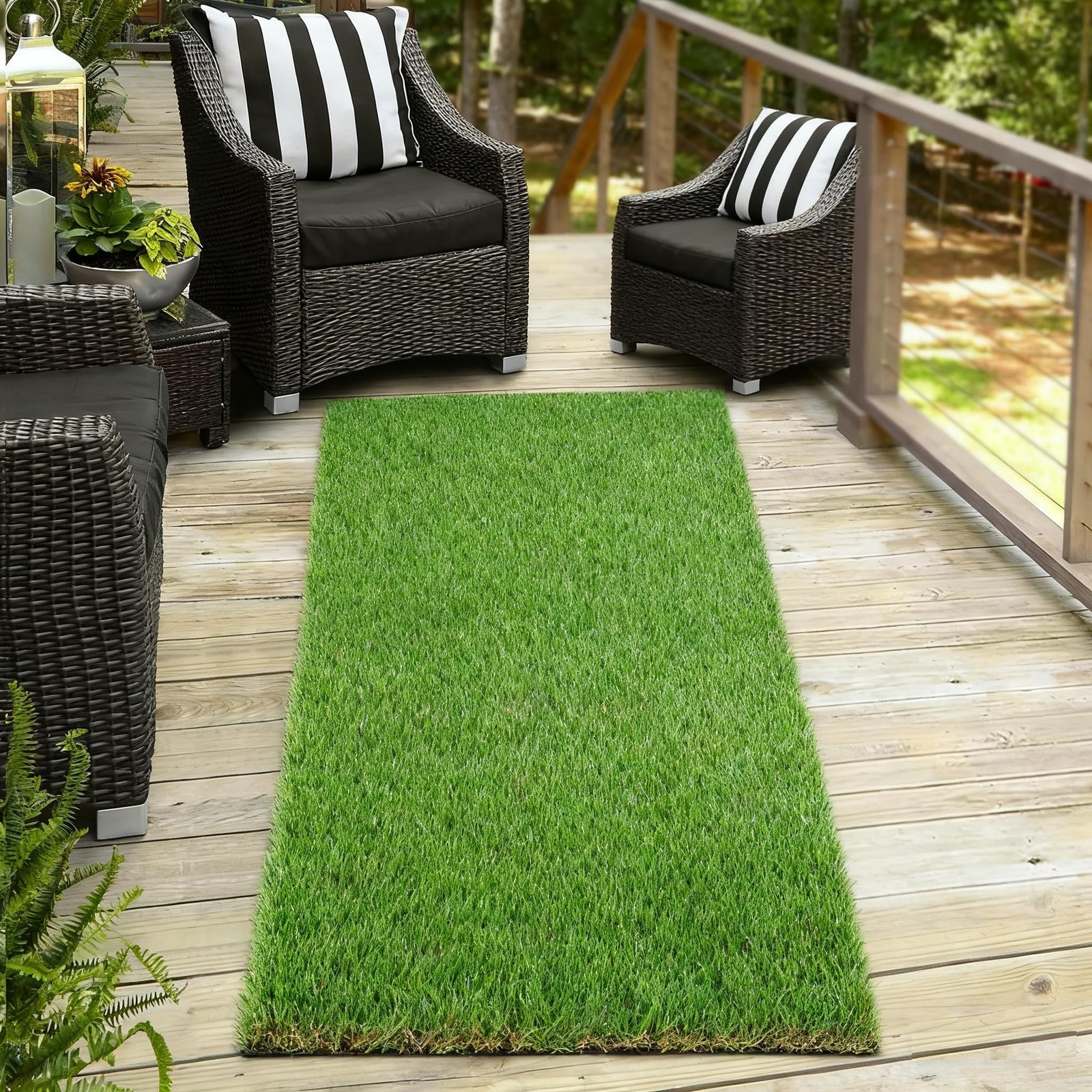 XLX TURF Artificial Grass Runner Rug – 3FT X 15FT Thick & Realistic Outdoor F…