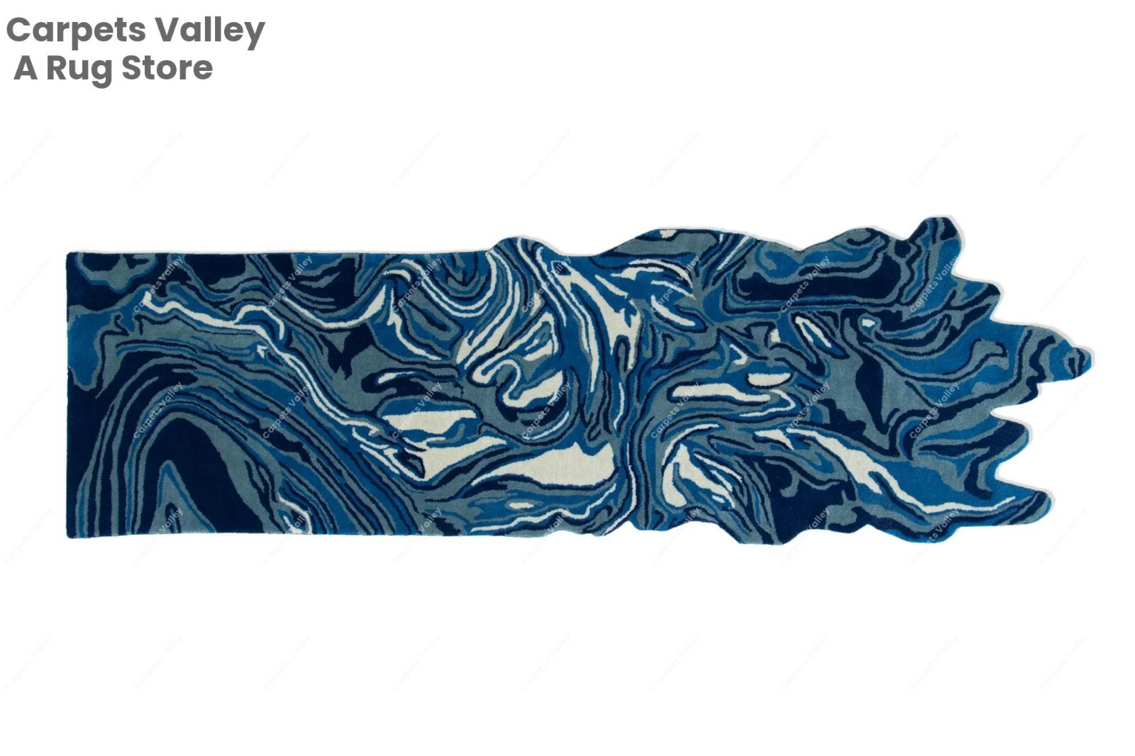 Melting Ocean Runner Hand-Tufted Wool Handmade Area Rug Carpet for Home, Bedroom
