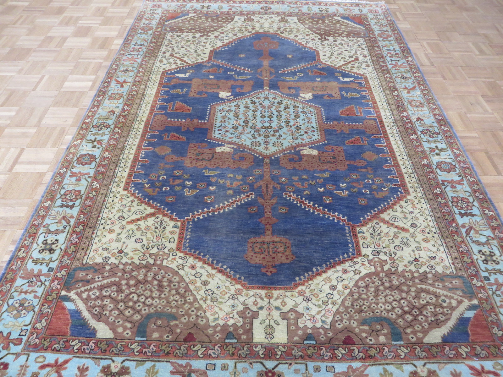6 X 8’11 Hand Knotted Purplish Blue Bakshaish Oriental Rug G6255