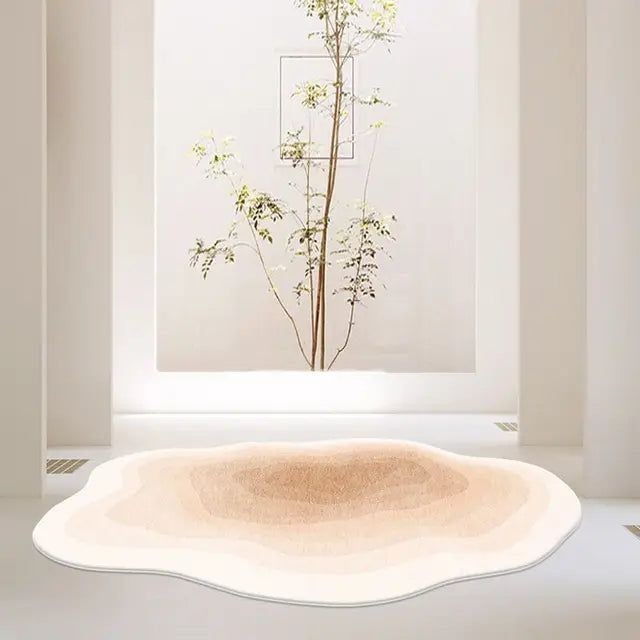 Large Beige Gradient Wavy Area Rug 5×7 Modern Soft Unique Carpet 4.6×6.6 ft Tan