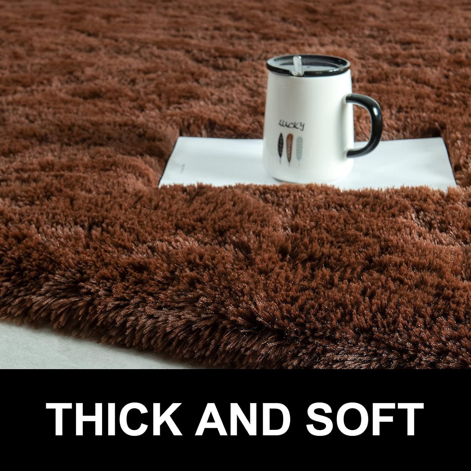 Luxurious 2×3 Feet Fluffy Brown Area Rug – Ideal for Living Room & Home Decor