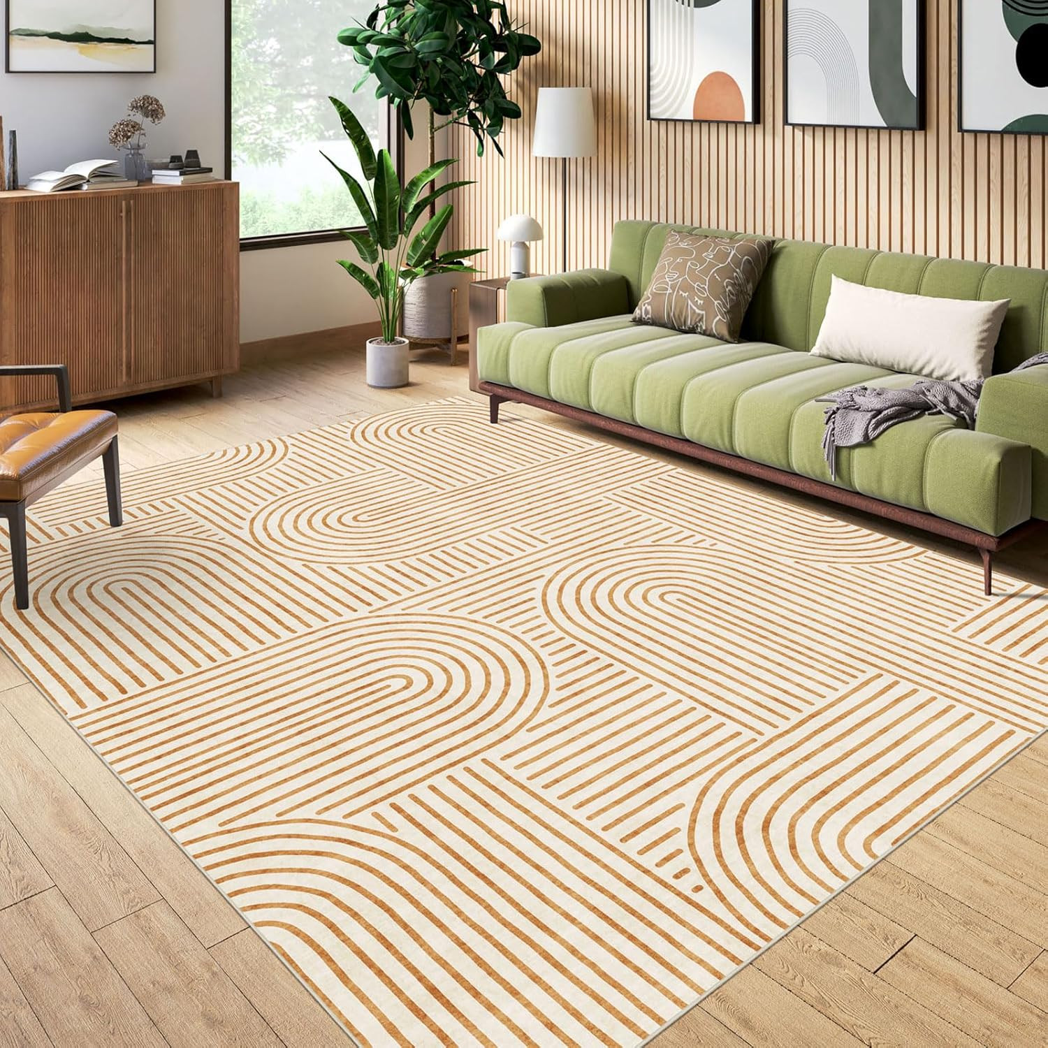 Boho Washable Area Rug 5×7 – Soft Stain Resistant Modern Indoor Carpet