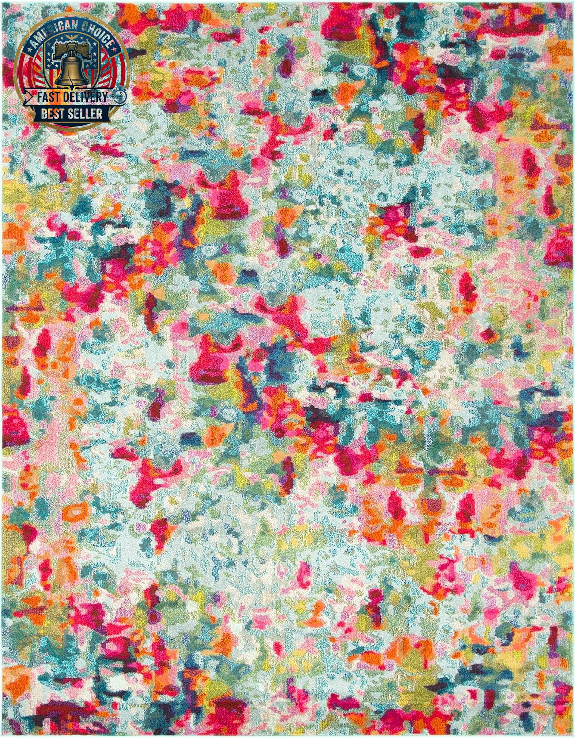 Chromatic Collection Area Rug – Champagne (8′ X 10′ Rectangle, Multi/ Blue)