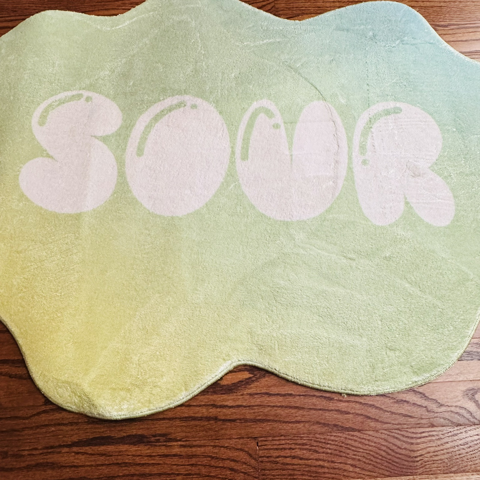 ROBYNBLAIR Kid’s Gradient Sweet Accent Green Rug W Bubble Letters 3’6”w x 2’6”L