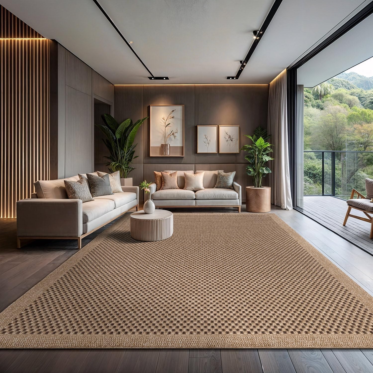 Natural Jute Area Rug 9×12 – Easy-Clean Indoor/Outdoor Boho Design