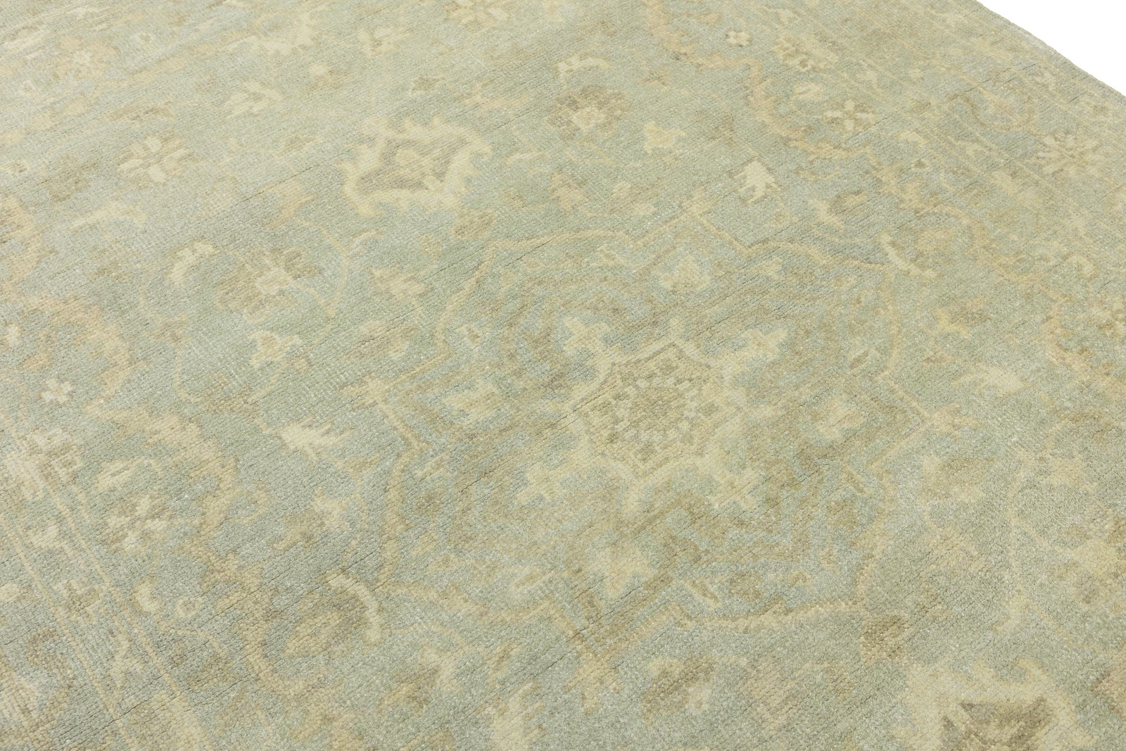 Handmade Muted Aqua Green Floral Oriental Rug Living Room Decor Carpet 6X9 ft