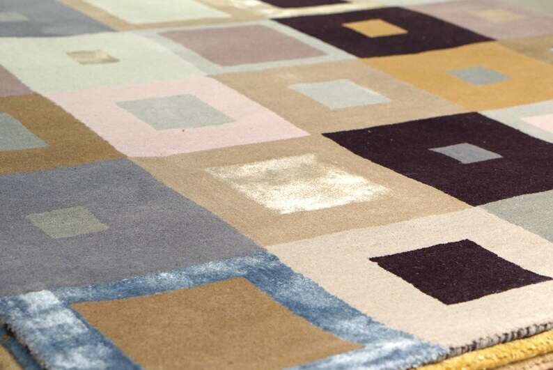 Leave Multicolor Hand Tufted Wool Area Rug Modern Area Rug Hand Tufted Rugs Mord