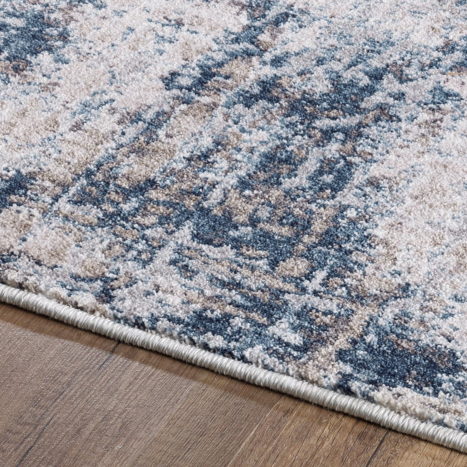 Navy Abstract Area Rug 4×6 Distressed Grey Tufted Living Room Bedroom Office