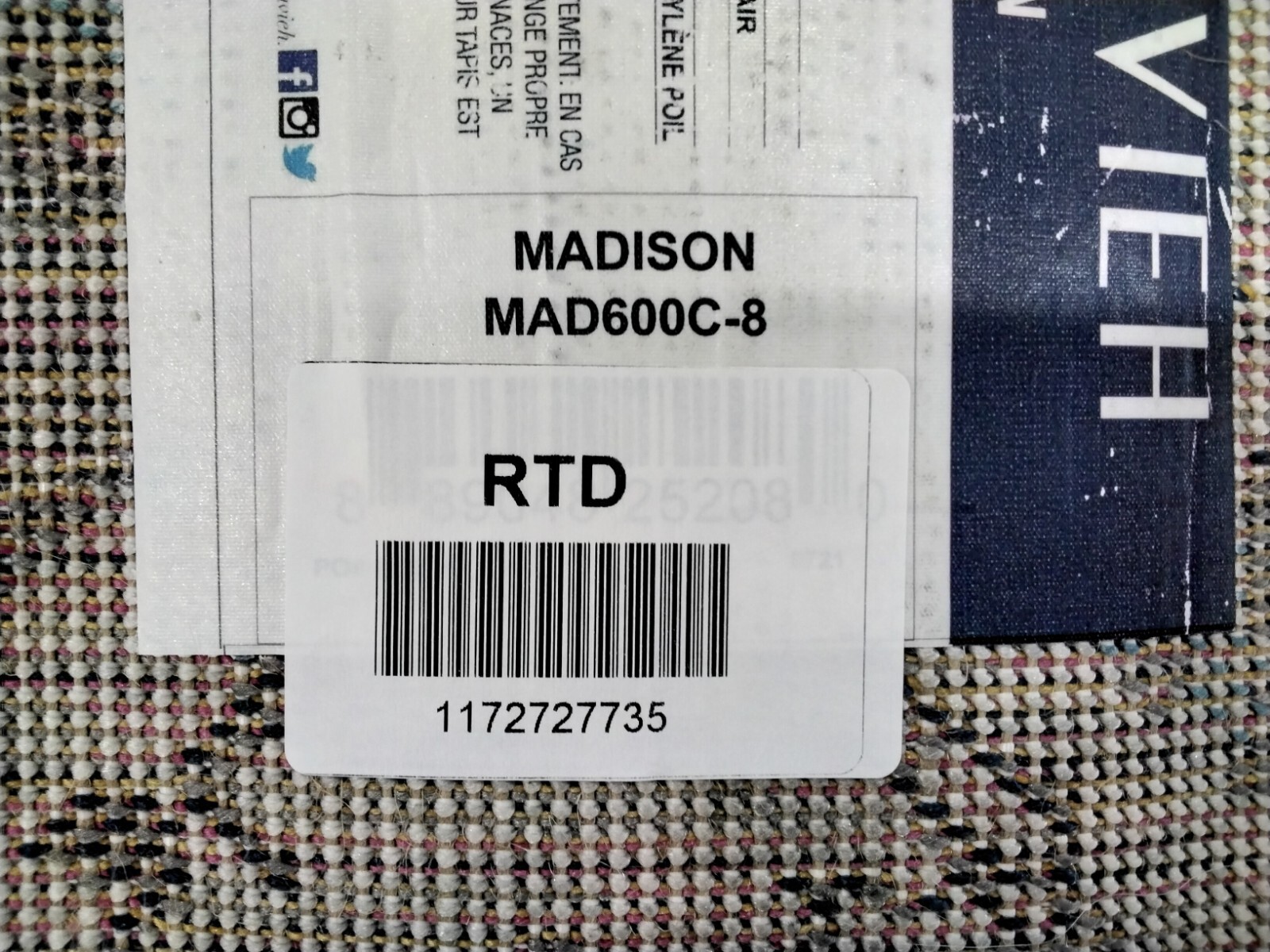 CREAM / LIGHT GREY 8′ X 10′ Back Stain Rug, Reduced Price 1172727735 MAD600C-8