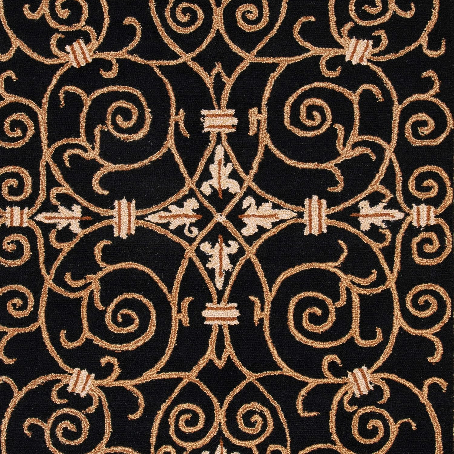 Chelsea Collection Hand-Hooked Wool Area Rug 5’3″ x 8’3″ – Black