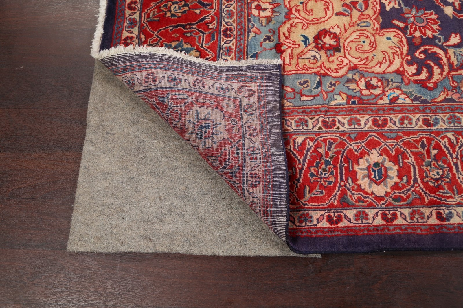 Floral Living Room Area Rug 7×11 Navy Blue Wool Hand-made Classic Vintage Carpet