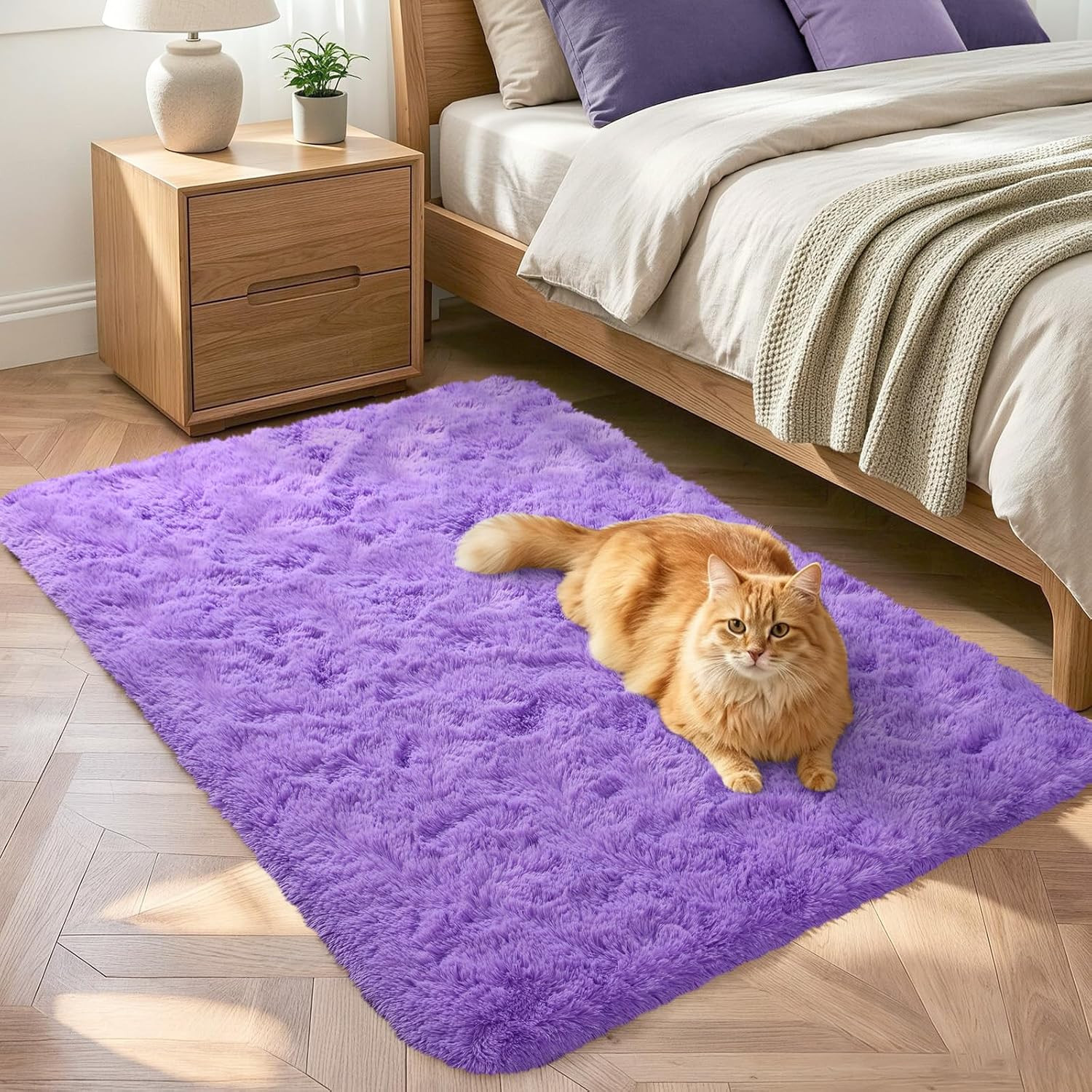 2×3 Purple Fluffy Soft Area Rug Non-Slip for Entryway Bedroom Dorm Hallway | Plu