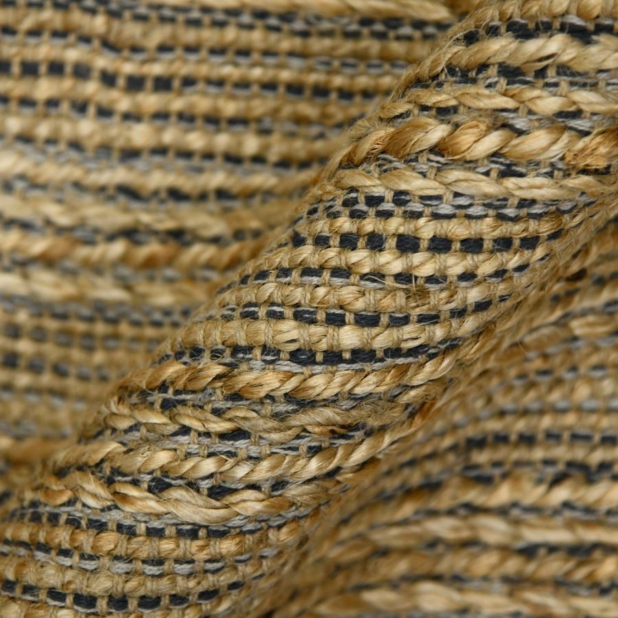 Vintage Style Wool Jute Kilim Rug 8×10 Handwoven Striped Beige Farmhouse