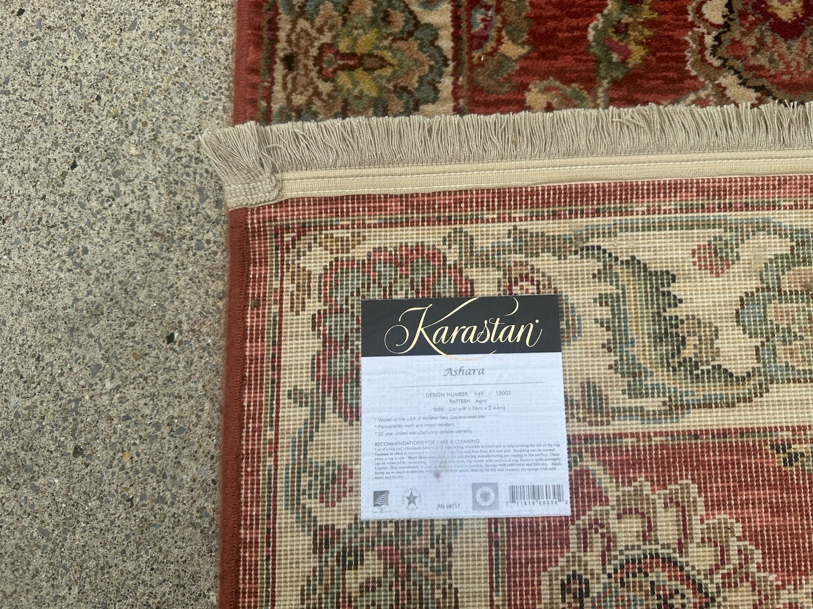 Beautiful Karastan Runner Style Ashara Agra Red Size 2’6”x 8’