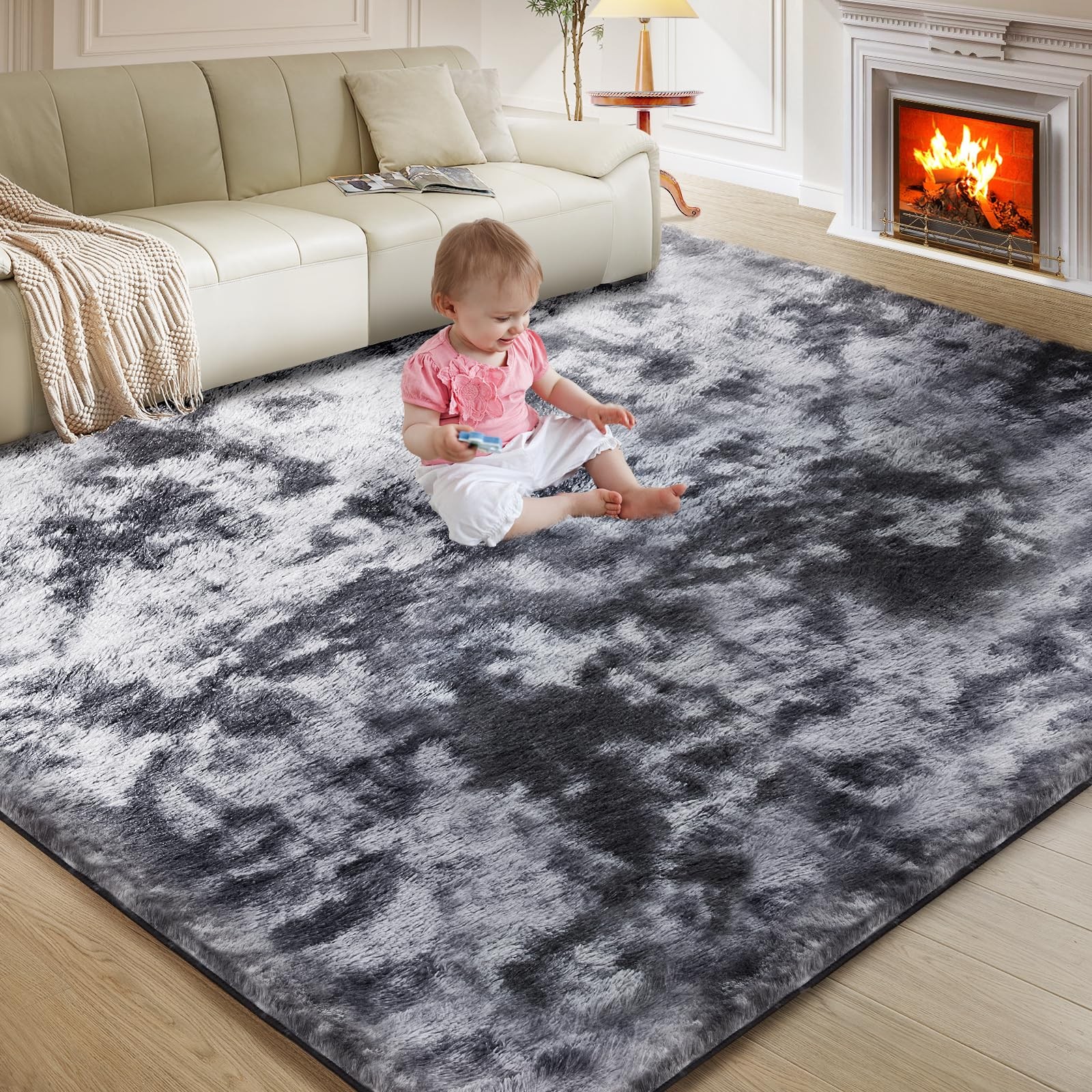 Ultra Soft Rug for Living Room, 8X10 Fluffy Shag Area Rug for Bedroom, Modern…