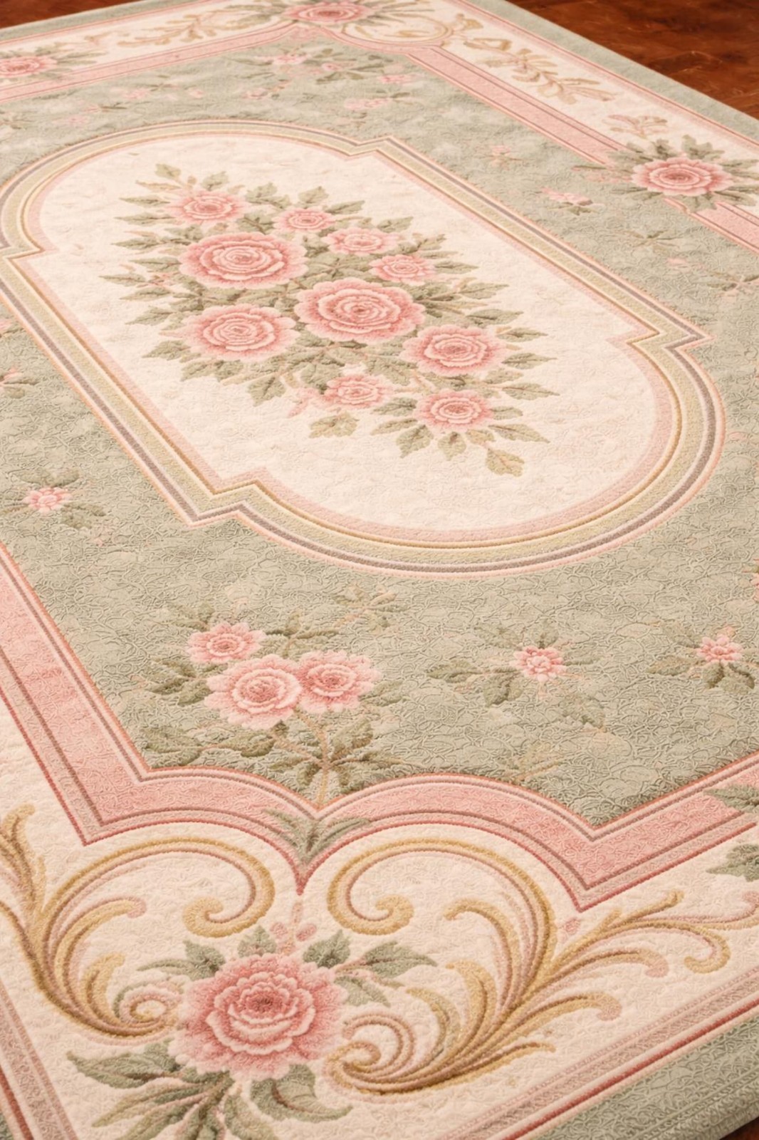 Hand Tufted New Zealand Wool Rug, French Aubusson Rose Area Ruh Handmade Carpet