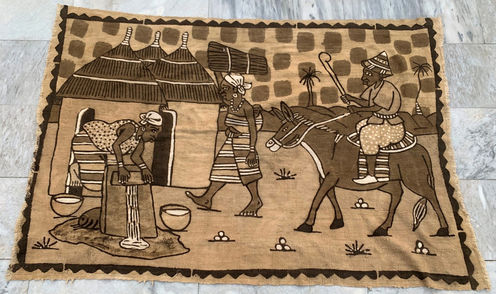 Mud Cloth Handmade Tapestry,Large Tapestry,Batik African Painting Tapesty,4×5 ft