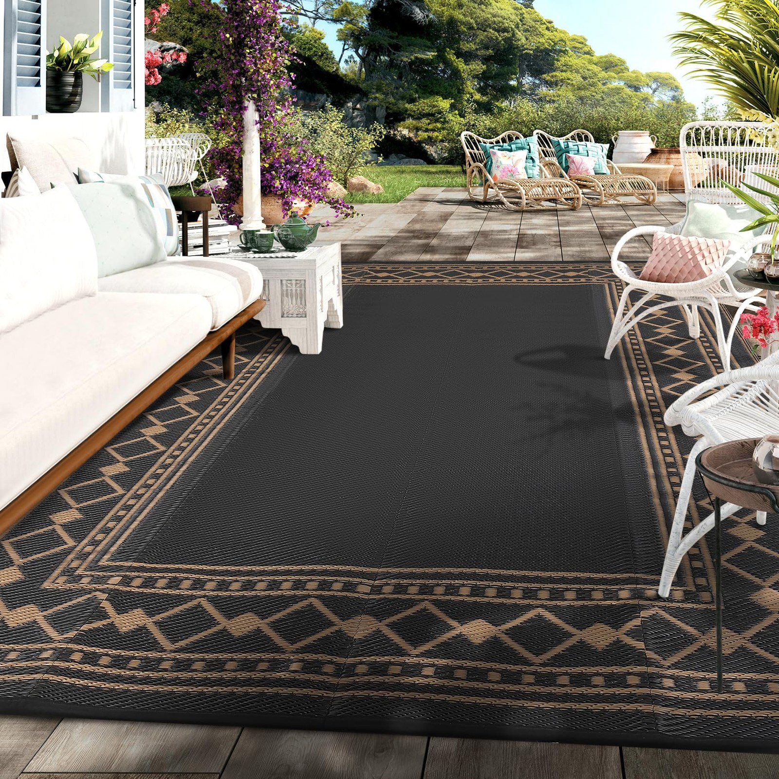 8×10/9×12/9×18/10×14 FT Portable Waterproof Outdoor RV Rug/Mat for Camping/Beach