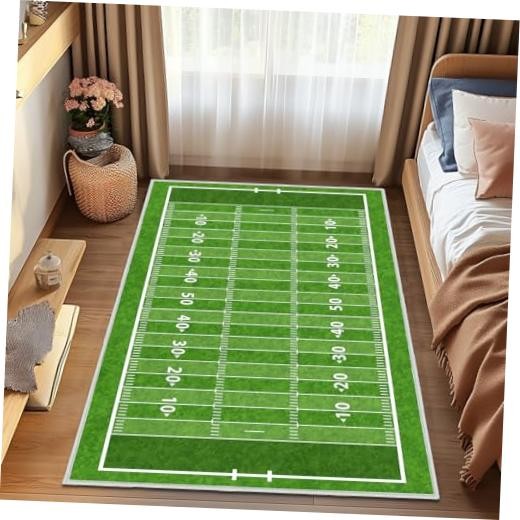 Green Area Rug 4×6,Football Field American Sports Green Lawn Sport Game Team