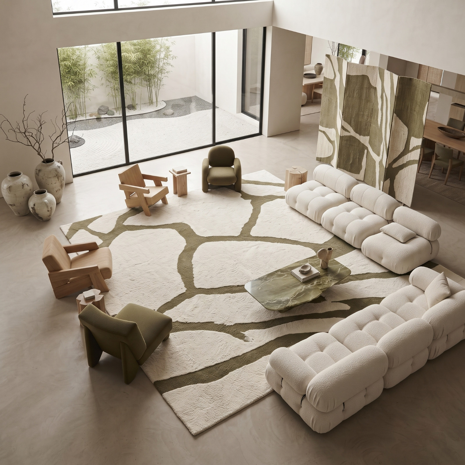 Hand Tufted Rug Modern Abstract Wool and Silk Bathroom Living Room 8×12 Carpets