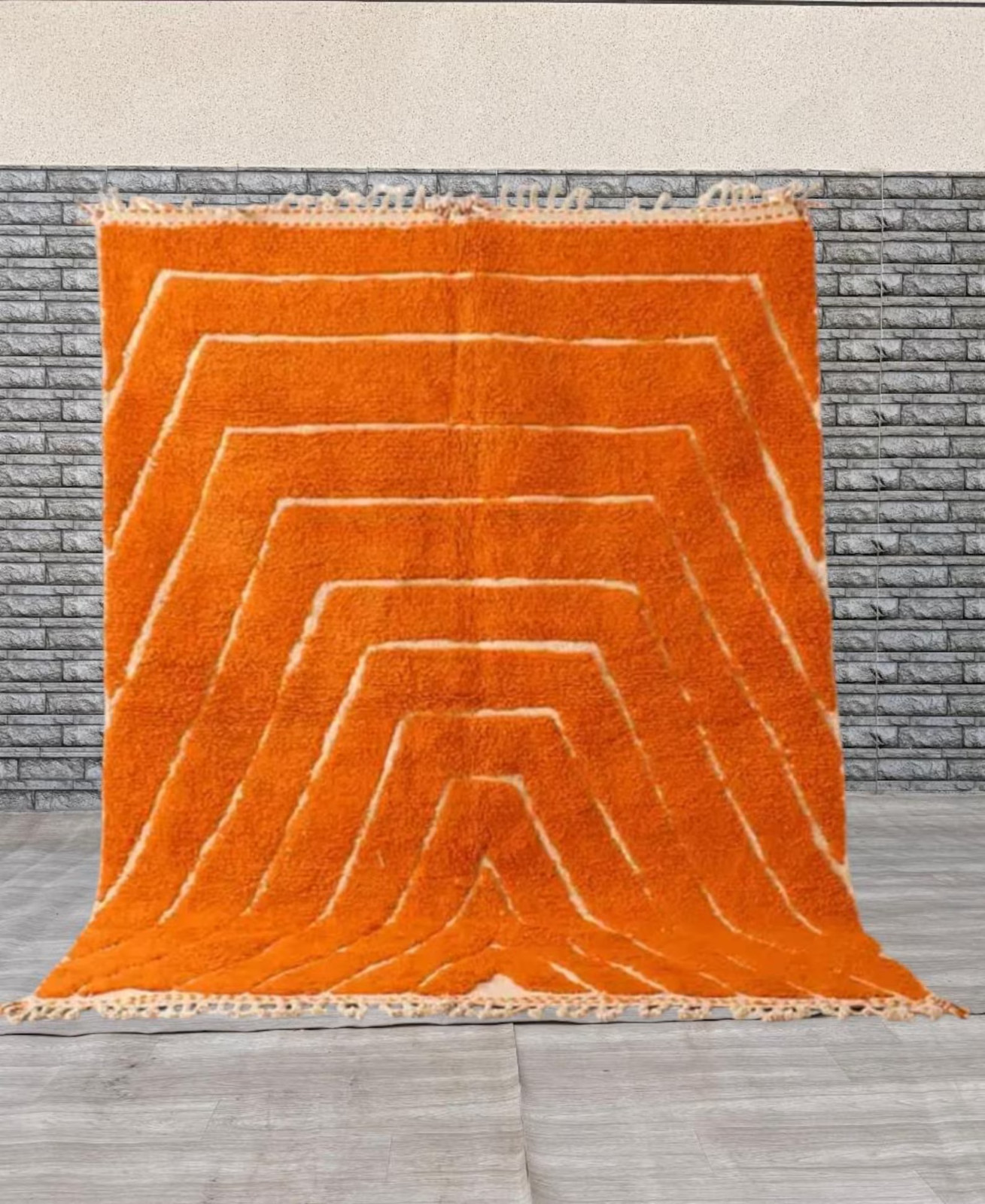 Large Orange Moroccan Handmade Carpet, Morocco berber Custom Rug