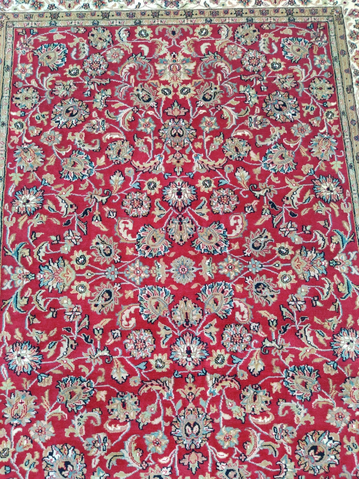 Vintage Hand Knotted Area Rug 100% Wool Red Traditional Oriental Floral Rug 6×8