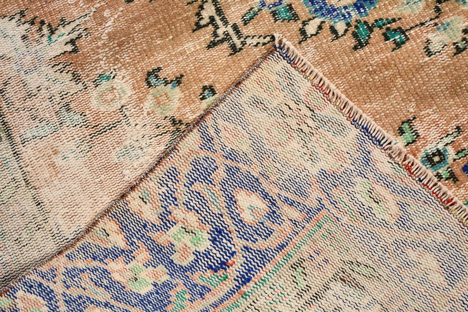 Vintage Rug 6,1×9,2 ft (185×281 cm), Blue Check Turkish Rug
