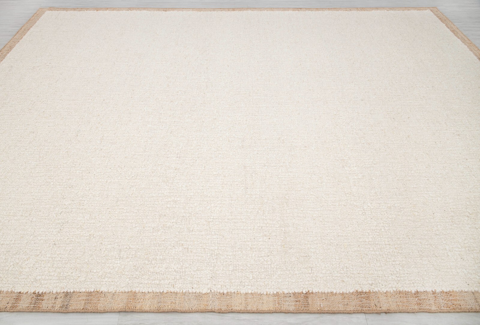Natural Wool Jute Ivory Solid Plain High Quality Hand Woven CUSTOM SIZE Rug