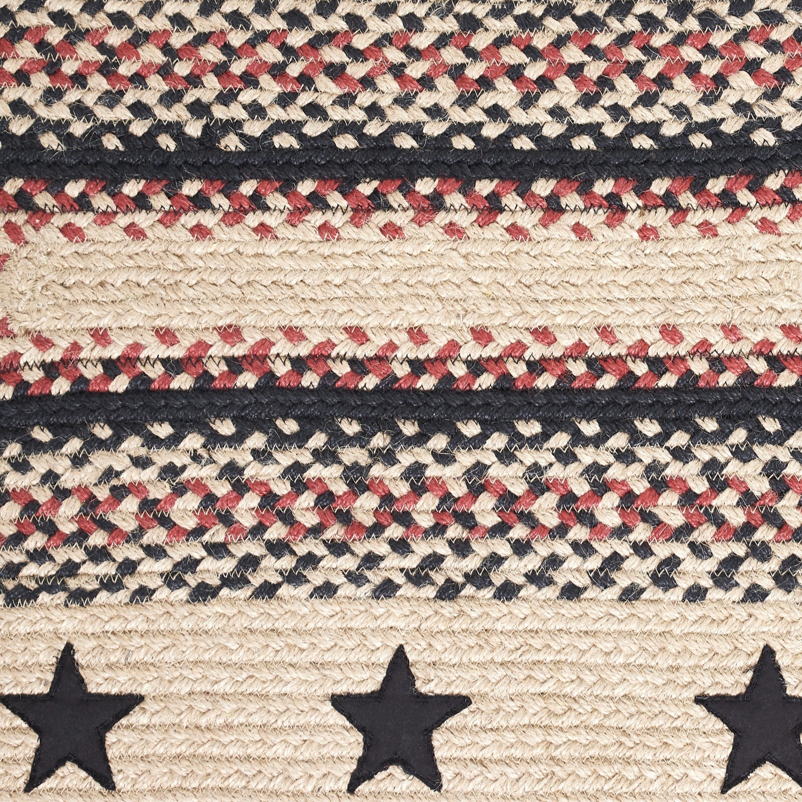 VHC Colonial Star Oval Jute Braided Rug 24×36 ~ Primitive Decor