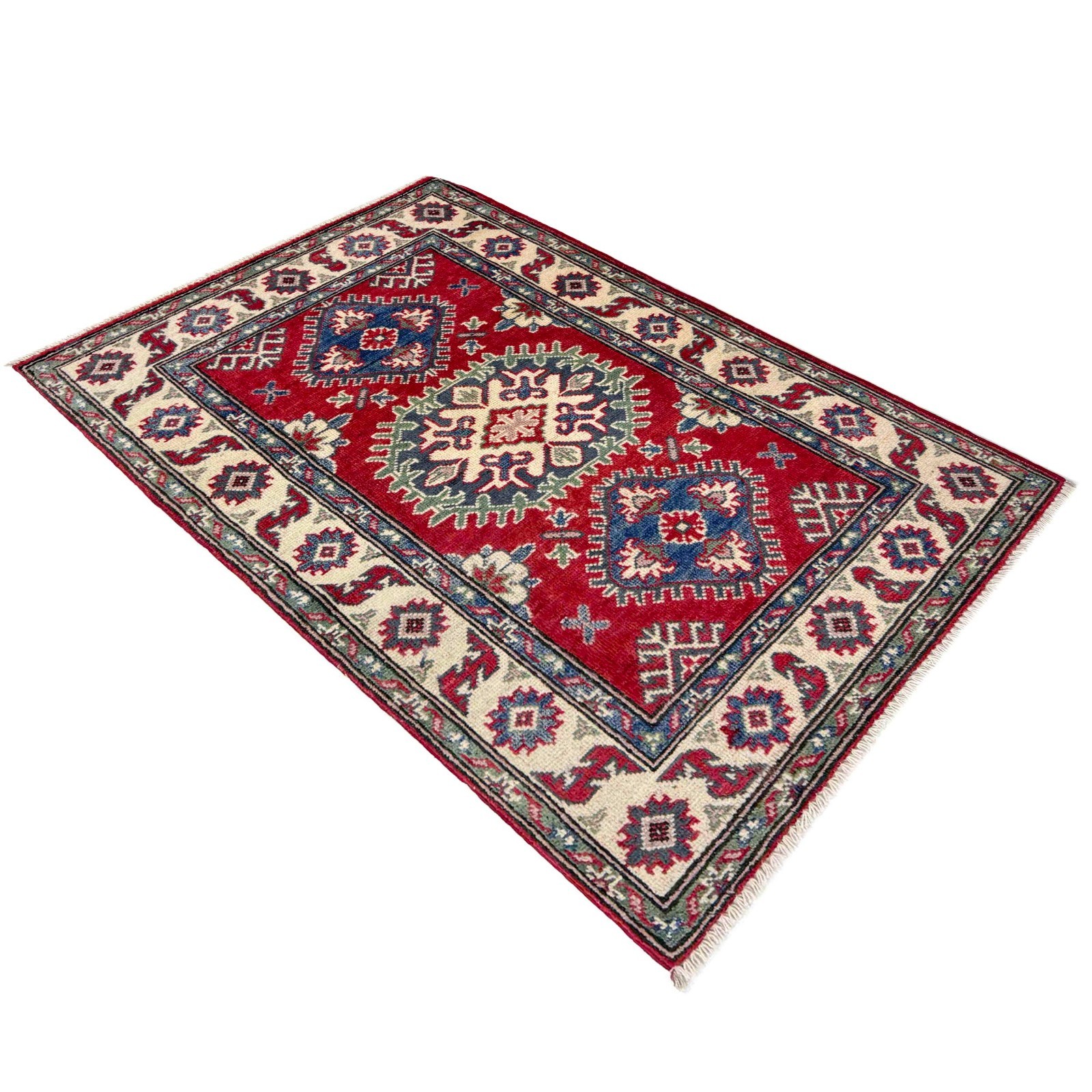 78x123cm New Afghan Kazak Rug Handmade Rug Oriental Red Carpet 2’7×4’0 Ft R37543