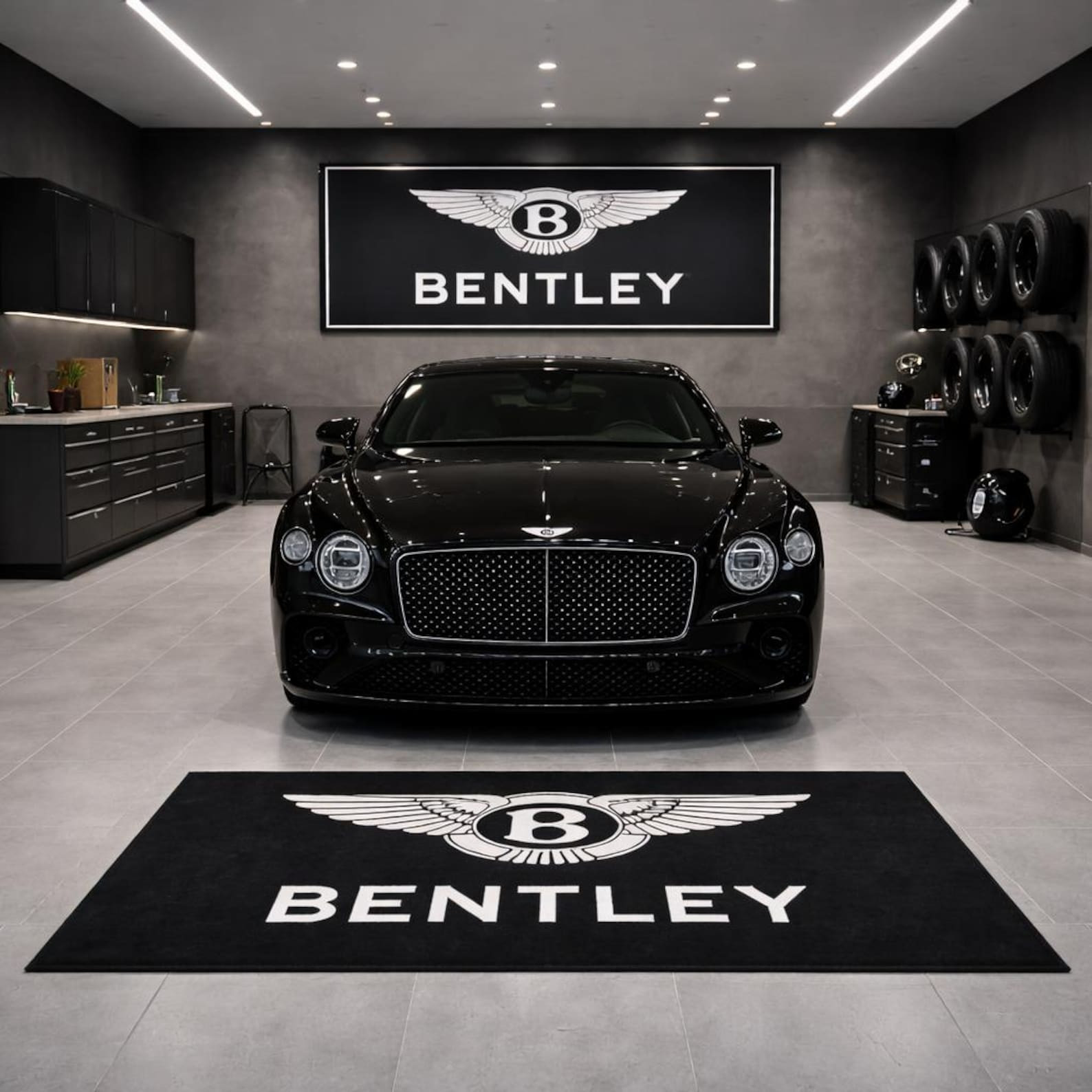 Bentley Logo Area Rug Custom Automotive Carpet Garage Decor Man Cave Gift