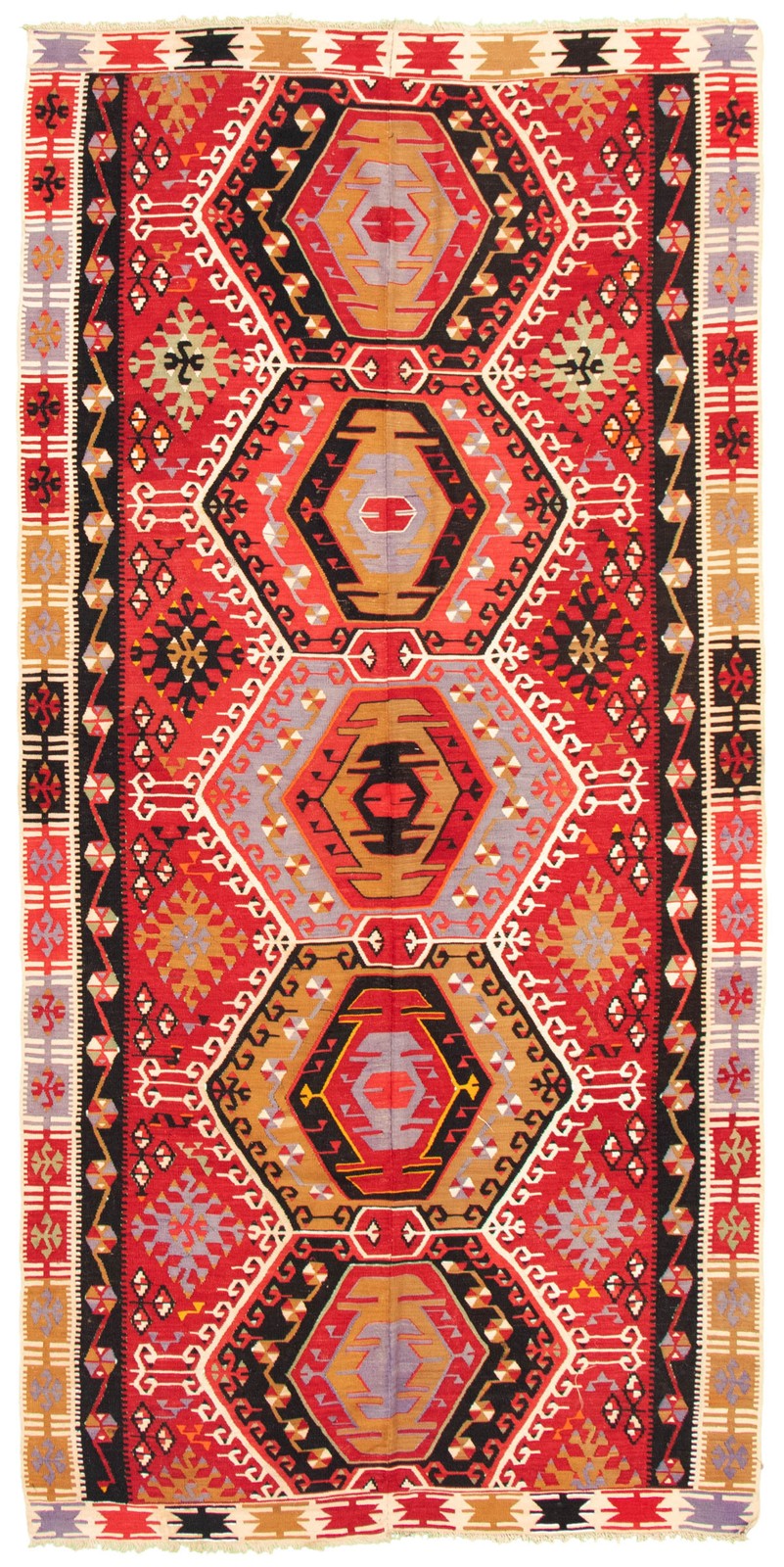 Vintage Hand Woven Area Rug 5’7″ x 11’6″ Traditional Wool Oriental Carpet