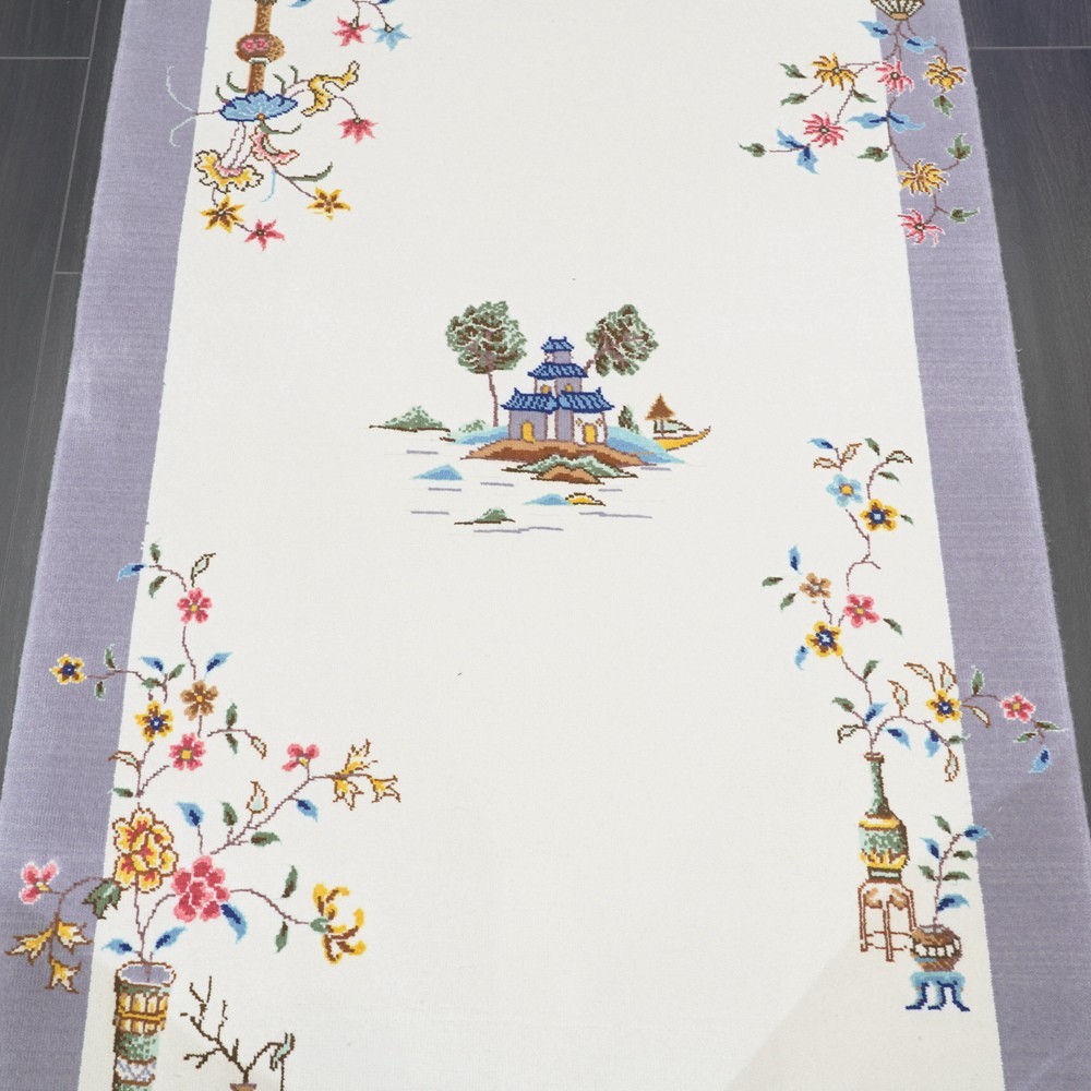Zhiyi 3×4.7ft Handmade Wool Area Rug Oriental Handwoven Artisanal Carpet C11