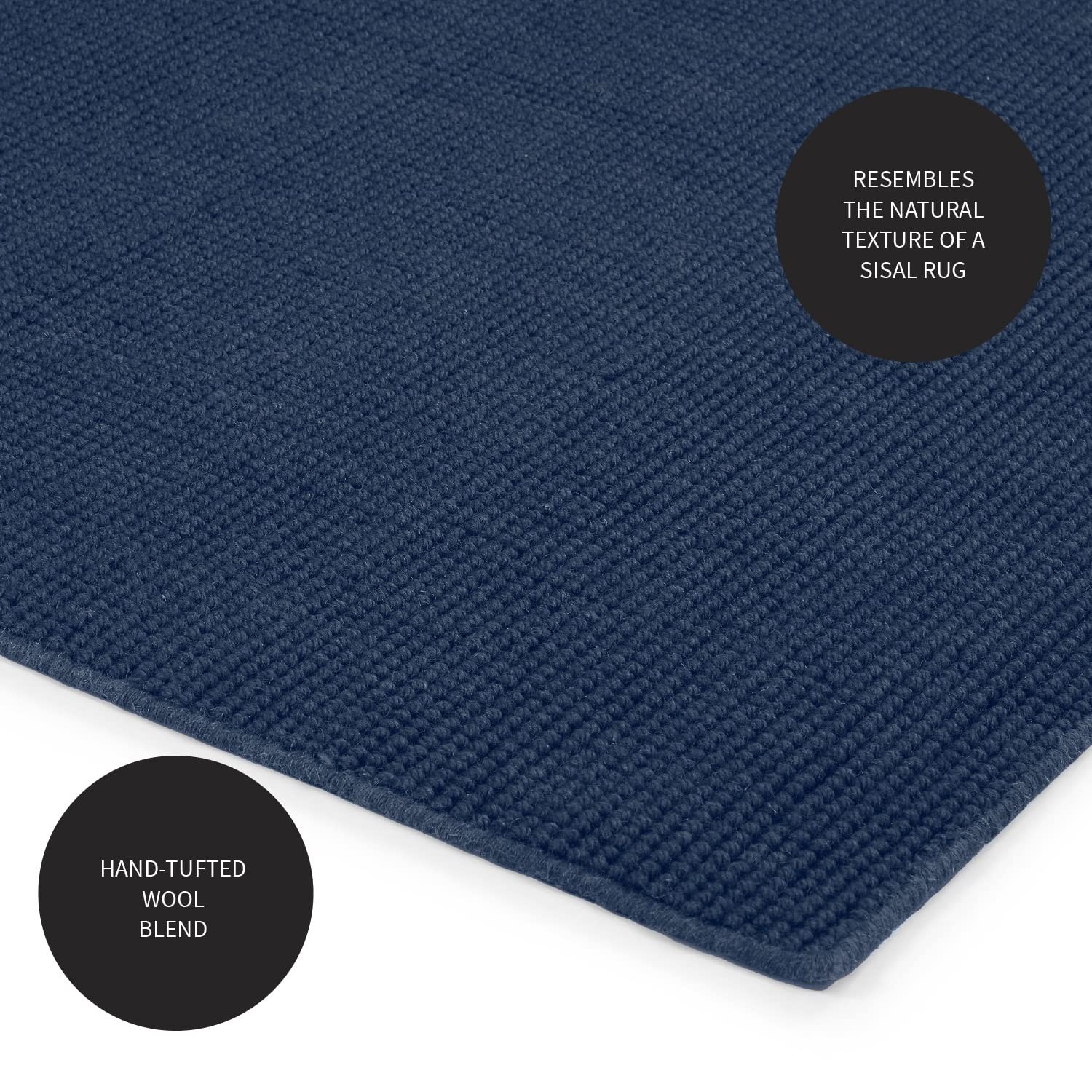 Plow & Hearth Dalton 2×3’6″ Fireproof Hearth Rug Navy Wool Blend Fireplace Mat
