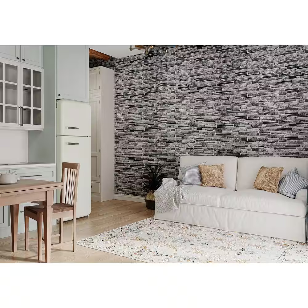 Finecraft Decor 3 Ft. X 1 1/2 Ft. X 3/16 in Stacked Slate Gray Faux Decorative 3