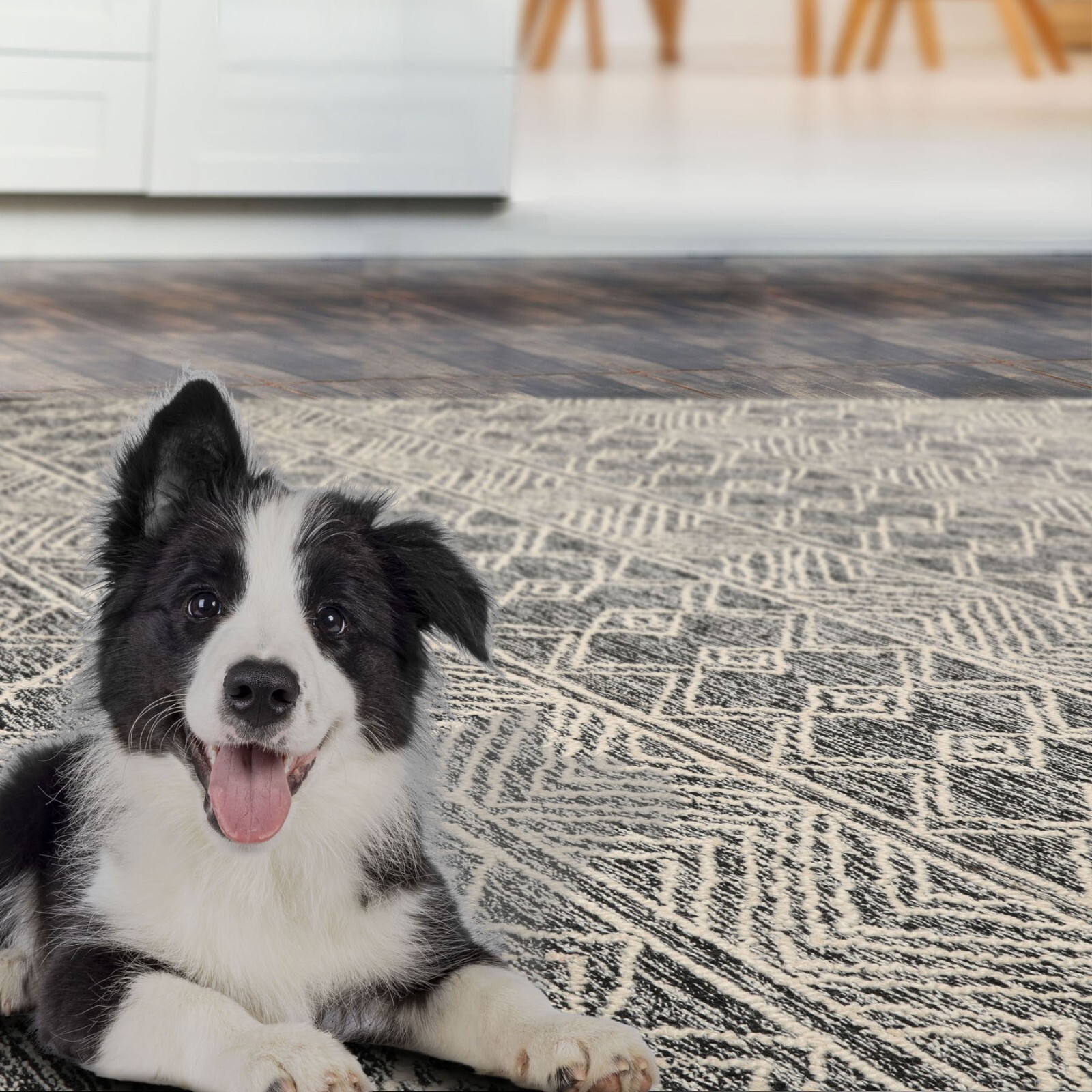 LoomBloom Multi Sizes Modern Black & White Hand Tufted Geometric Wool Area Rug