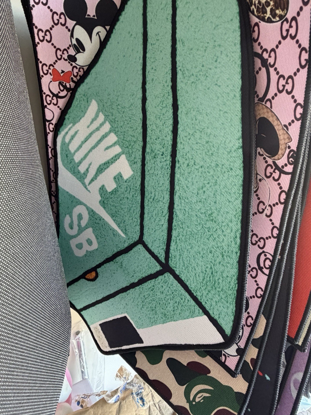 Nike SB Green White Black Abstract Rectangle Area Rug