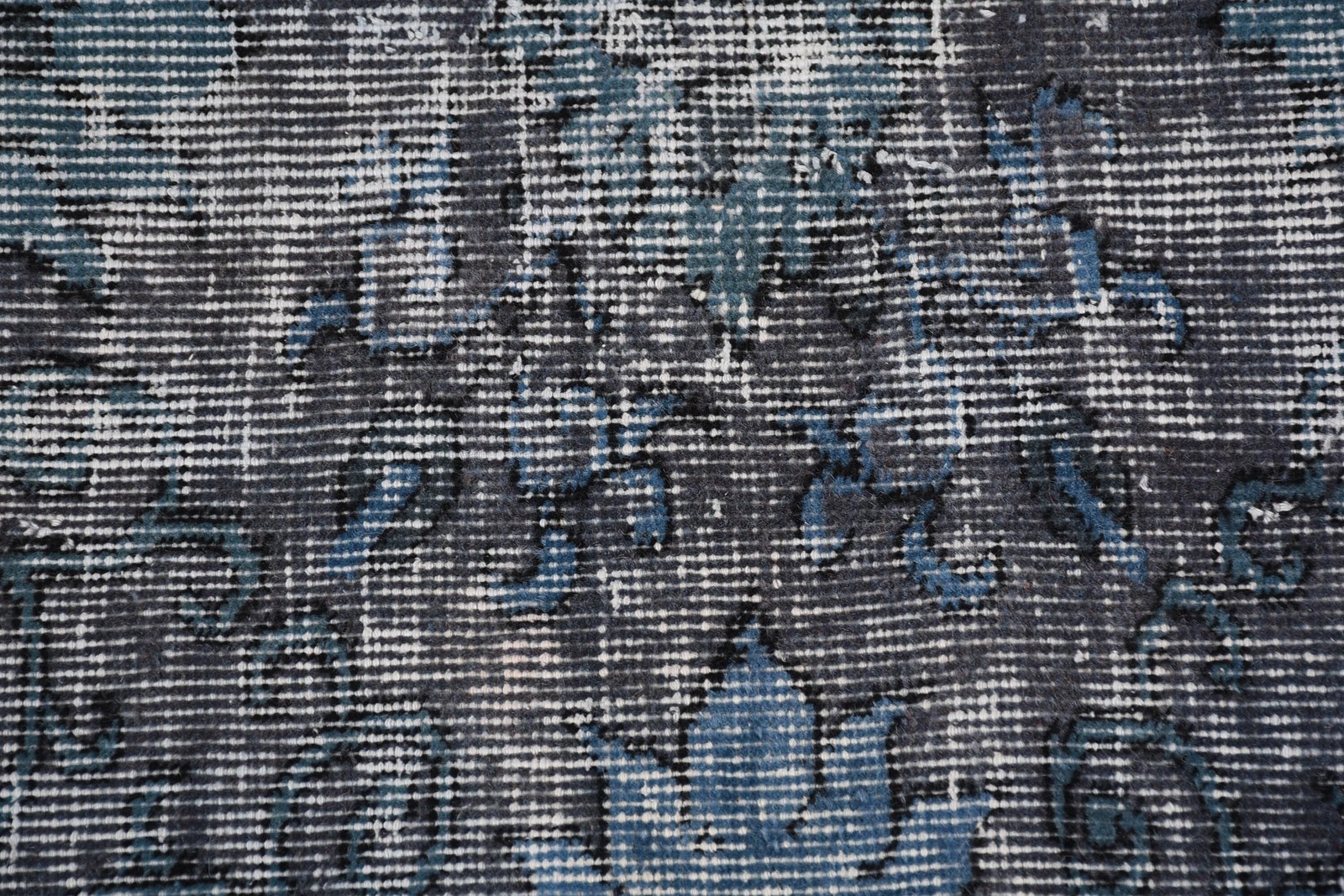 Vintage Turkish Rug, Area 4×8 ft (122×244 cm) Rug, Blue Solid Wool Rug