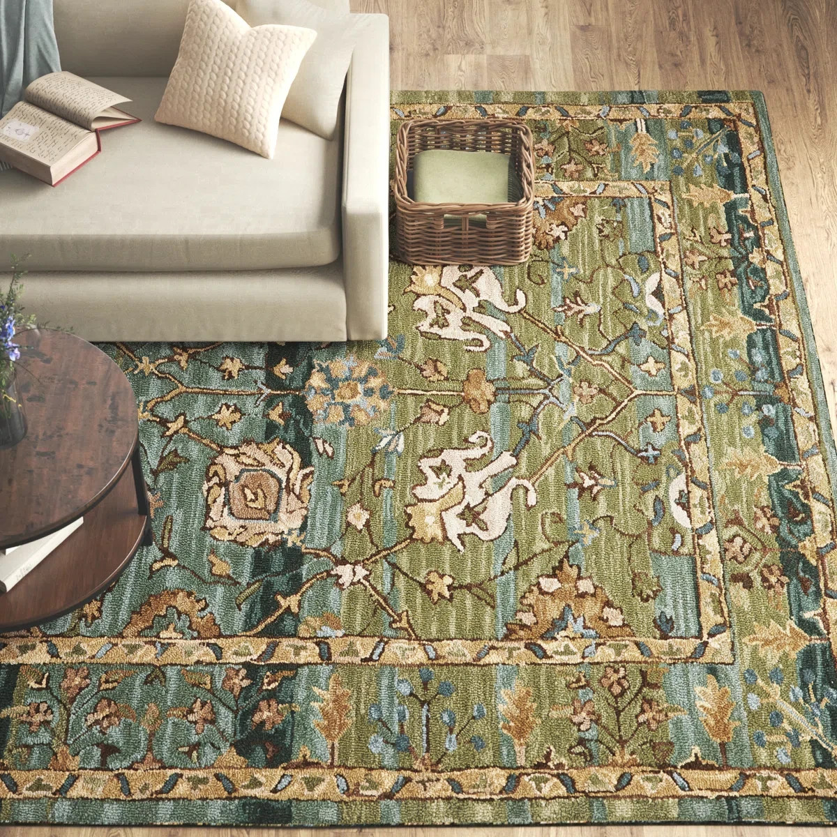 Designer Corla Traditional Hand Hooked Wool Green Area Rug **FREE SHIPPING**