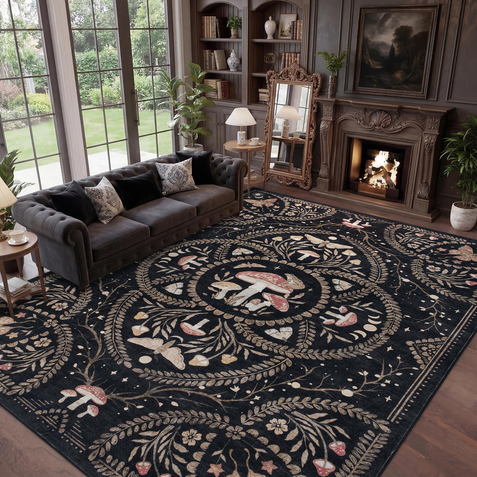 Garvee Mushroom 8×10 Area Rugs for Living Room, Dark Academia Gothic Rug, Non…