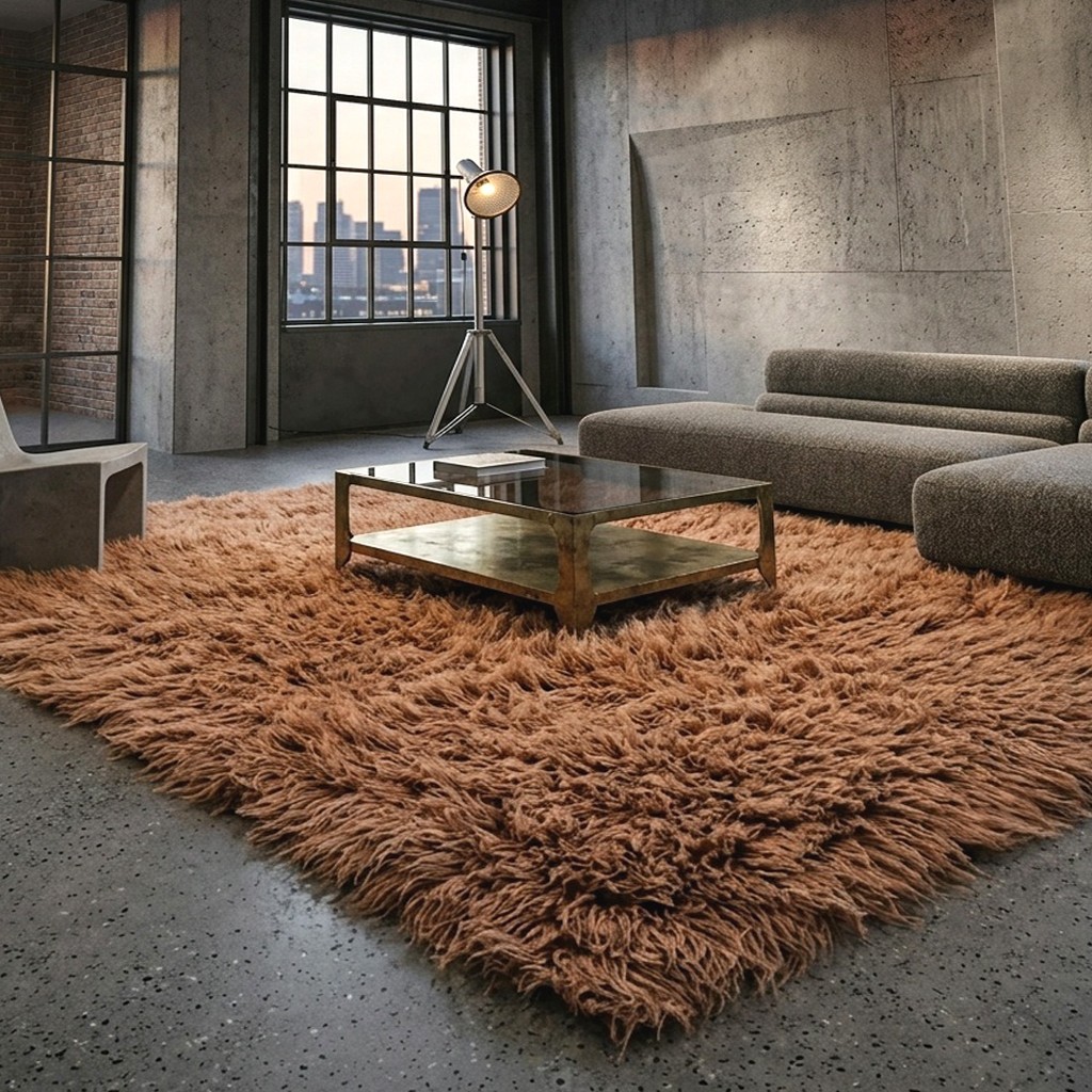 💥SALE👉HUGE 12′ X 12′ SQUARE COCO BROWN FLOKATI SHAG RUG💥LONG 3” SHAG PILE
