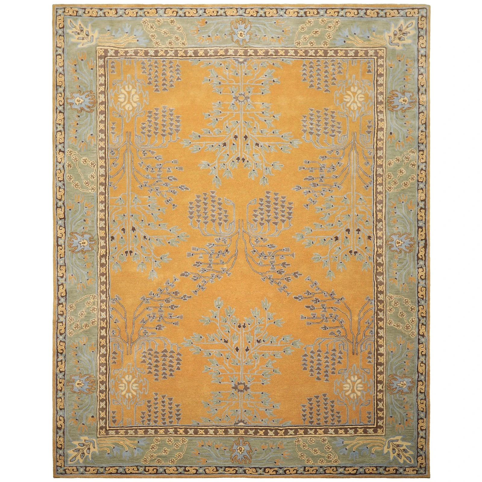 Multi Size Gold Brown Hand Tufted Arts & Crafts/Mission Donegal Wool Area Rug